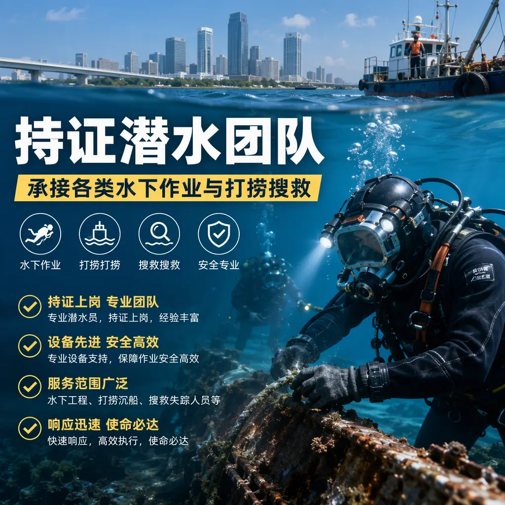 持证潜水团队，承接各类水下作业与打捞搜救乌苏
